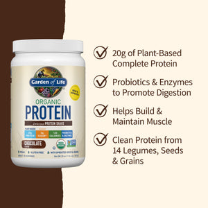 Garden of Life Organic Plant-Based Protein Powder, Chocolate, 20g Protein Shake Drink — sports nutrition product, view 6