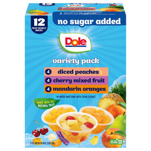 Dole Fruit Bowls No Sugar Added Variety Pack, 4 oz Cups (12 Pack) — grocery product