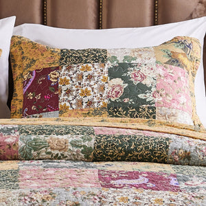 Greenland Home Antique Chic 100% Cotton Patchwork Floral Reversible Oversized Quilt Set - image 3 of 6