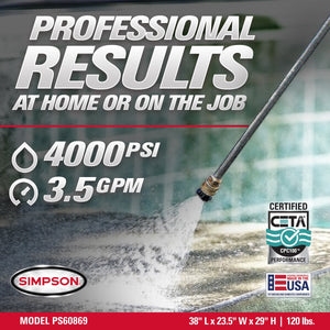 Simpson PowerShot 4000 Ps i3.5 GPM Professional Gas Pressure Washer with AAA Triplex Pump - image 2 of 6