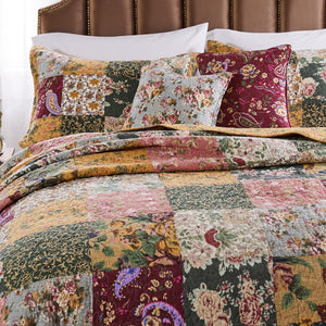 Greenland Home Antique Chic 100% Cotton Patchwork Floral Reversible Oversized Quilt Set - image 5 of 6