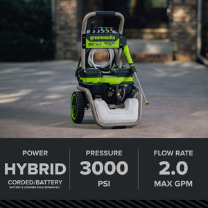 Greenworks Hybrid 60V 3000 PSI at 2.0 GPM Electric Pressure Washer 5128202T - image 2 of 6
