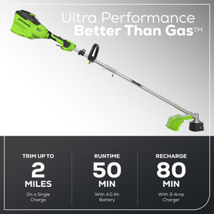 Greenworks 60V 16" Top Mount String Trimmer with 4.0 Ah Battery and 3A Charger 2134202 - image 4 of 6