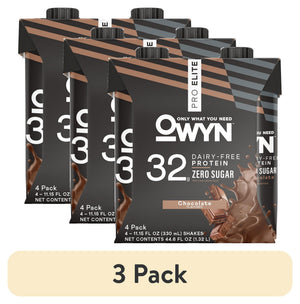 (3 pack) OWYN 32g Pro Elite Chocolate Flavored Protein Shake - 11.15 fl oz, 4 Count — sports nutrition product
