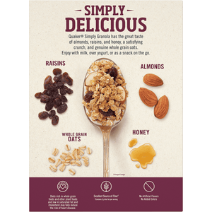 Quaker Simply Granola Breakfast Cereal, Oats Honey Raisins & Almonds, 24.1 oz Box — grocery product, view 3