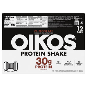 Oikos Protein Shake, Shelf Stable, Chocolate, 30g Protein, 12 fl oz, 12 Count Bottles — sports nutrition product, view 13