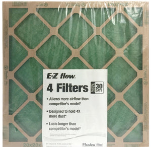 EzFlow AAF Flanders 20" x 25" x 1" Nested Glass MERV 1 Air Filter (4 Filters) — automotive product, view 2