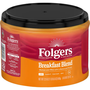 Folgers Breakfast Blend Ground Coffee, Mild Roast, 22.6 oz Canister — coffee and drinks product, view 8