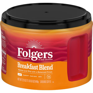 Folgers Breakfast Blend Ground Coffee, Mild Roast, 22.6 oz Canister — coffee and drinks product, view 9