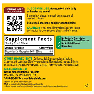 Nature Made Magnesium Oxide 250 mg Tablets, Supports Muscle Relaxation, 300 Count — supplement pack, view 2