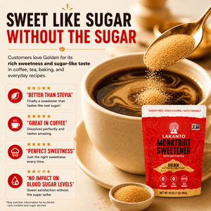 Lakanto Golden Monk Fruit Sweetener - Raw Cane Sugar Substitute, Zero Calorie, Keto Diet Friendly — grocery product, view 3