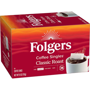 Folgers Coffee Singles Classic Roast Coffee Bags, 38 Count — coffee and drinks product, view 8