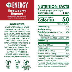 (4 pack) V8 Energy Strawberry Banana Juice Energy Drink, 8 fl oz Can (24 Pack) — coffee and drinks product, view 2