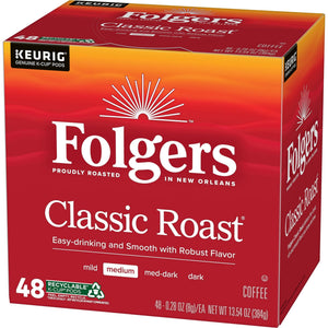 Folgers Classic Roast, Medium Roast Coffee, Keurig K Cup Pods, 48 Count Box — coffee and drinks product, view 9