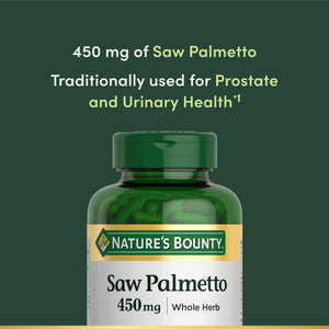 Nature's Bounty Saw Palmetto 450mg Capsules, Prostate Health Urinary Support — supplement pack, view 3