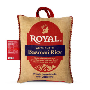 Authentic Royal Naturally Aged Indian White Basmati Rice, Long-Grain, Gluten-free - 20 lb. Bag — grocery product, view 5