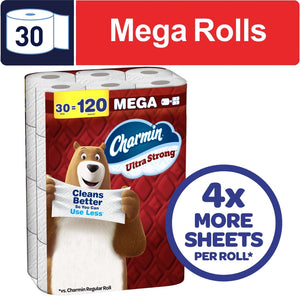 Charmin Ultra Strong Toilet Paper 30 Mega Rolls, 220 Sheets Per Roll — health and personal care product