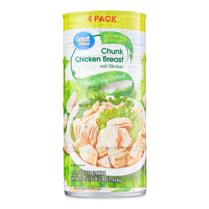 Great Value Chunk Chicken Breast, Fully Cooked, 12.5 oz Can, 4 Pack — grocery product