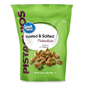 Great Value Roasted & Salted Pistachios, 16 oz Resealable Bag — grocery product
