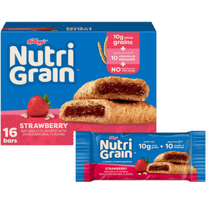 Nutri-Grain Breakfast Bars, Made with 10g Whole Grains, Snack Bars, Strawberry, 20.8oz Box (16 Count) — grocery product