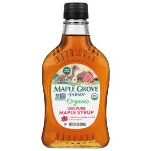 Maple Grove Farms® Organic 100% Pure Maple Syrup, Pour Glass Bottle, 8.5 fl oz — coffee and drinks product