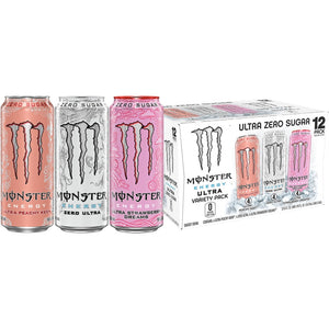 Monster Energy Ultra Variety Pack PKZSD, Sugar Free Energy Drink, 12 Pack - 16 fl oz — coffee and drinks product