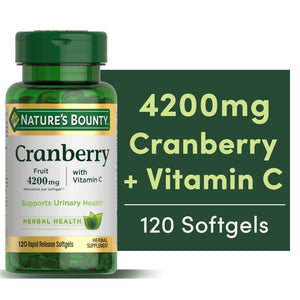 Nature's Bounty Cranberry with Vitamin C, 120 Softgels, 4200 mg Equivalent — supplement pack