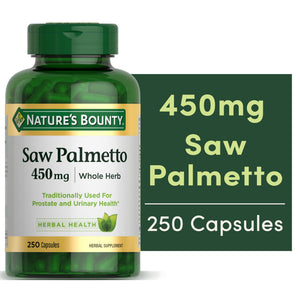 Nature's Bounty Saw Palmetto 450mg Capsules, Prostate Health Urinary Support, Herbal Supplement for Men — supplement pack
