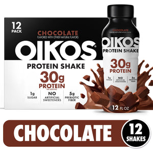 Oikos Protein Shake, Shelf Stable, Chocolate, 30g Protein, 12 fl oz, 12 Count Bottles — sports nutrition product