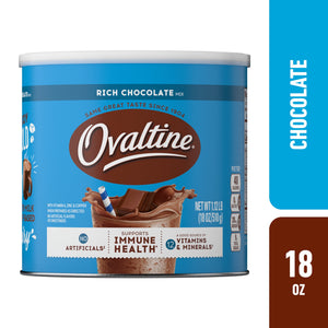 Ovaltine Rich Chocolate Powdered Stir In Drink Mix for Hot and Cold Milk, 18 oz, 46 Servings — coffee and drinks product