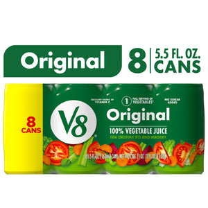 V8 Original 100% Vegetable Juice, 5.5 fl oz Can, 8 Count — coffee and drinks product