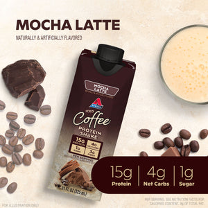 Atkins Protein Shake, Mocha Latte, Keto Friendly, Gluten Free, 4 Ct (Ready to Drink) — sports nutrition product, view 3