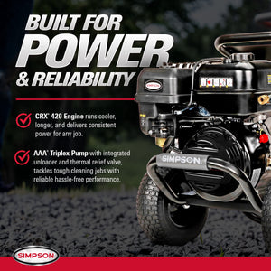 Simpson 4400 Psi at 4.0 GPM CRX®420 with AAA® Triplex Plunger Pump Cold Water Professional Gas - image 3 of 6