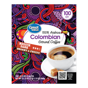Great Value 100% Arabica Colombian Medium Dark Roast Ground Coffee Pods, 33.1 oz — coffee and drinks product, view 6