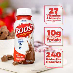 BOOST Original Balanced Nutritional Drink Protein Shakes, Rich Chocolate, 8 fl oz, 24 Pack — sports nutrition product, view 4