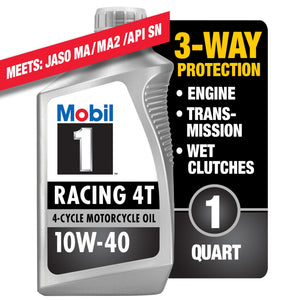 (3 pack) Mobil 1 Racing 4T Full Synthetic Motorcycle Oil 10W-40, 1 Quart — automotive product, view 3