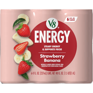 (4 pack) V8 Energy Strawberry Banana Juice Energy Drink, 8 fl oz Can (24 Pack) — coffee and drinks product, view 9