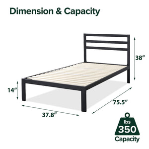 Zinus Mia 38" Metal Platform Bed Frame with Headboard - image 2 of 6