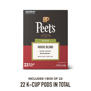 Peet's Coffee Decaf House Blend Premium Dark Roast Keurig K-Cup Coffee Pods, 22 Count — coffee and drinks product, view 2
