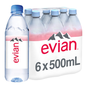 evian Natural Spring Water, 16.9 fl oz, 6 Pack Bottles — coffee and drinks product