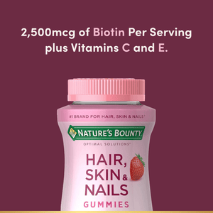 Nature's Bounty Hair, Skin and Nails Strawberry Gummies, 2500mcg Biotin, 180 Ct. — supplement pack, view 4