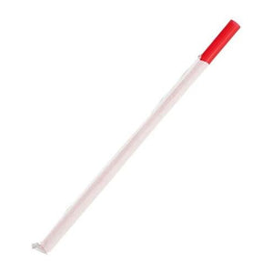 GCI Red Stripe Wrapped Giant Straw (2400/case) — disposable cutlery