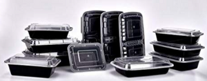 Black Rectangle Microwavable Container 58oz (150/case) — catering supply