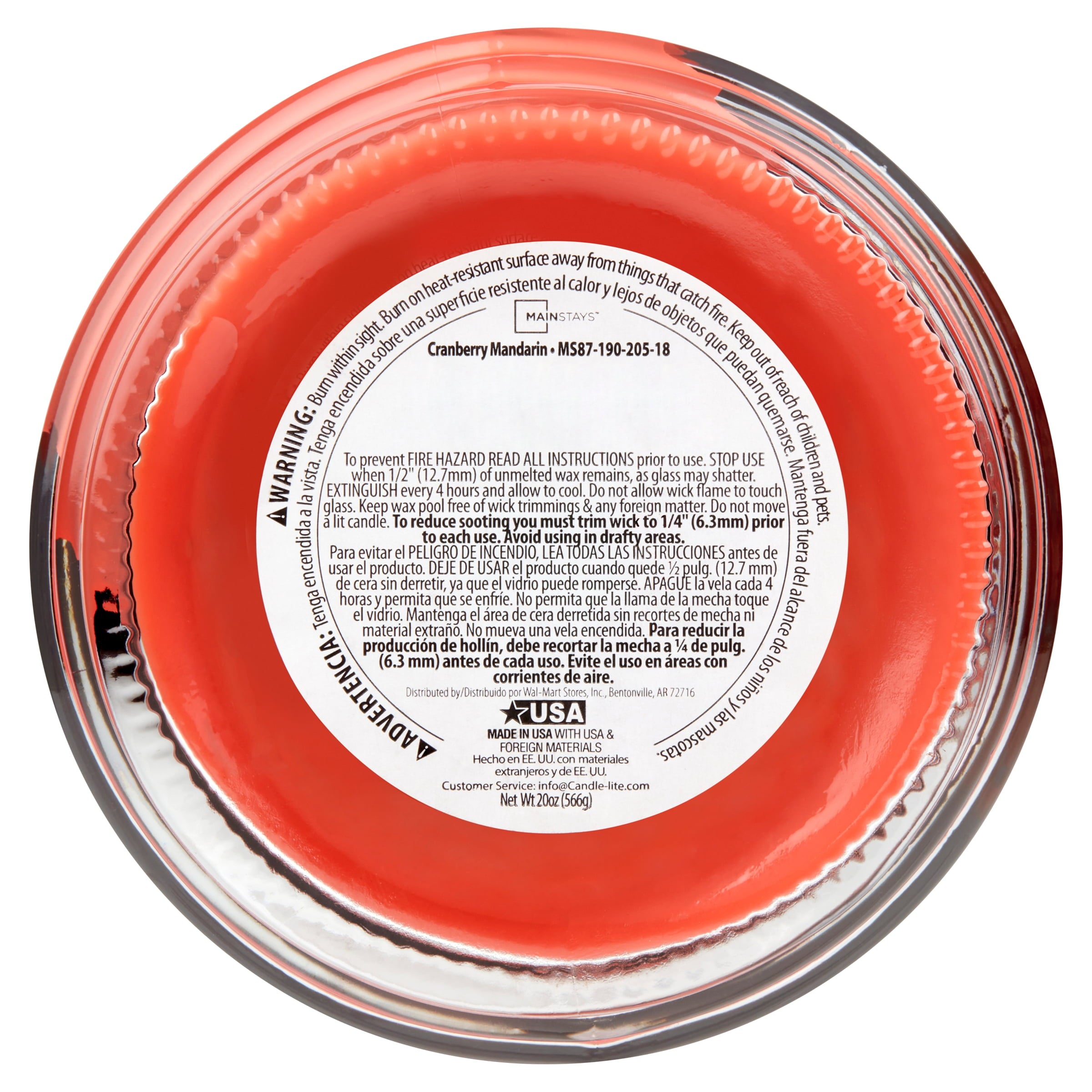 Mainstays Cranberry Mandarin Scented Single-Wick Candle, 20oz Glass Jar — home and garden product, view 7