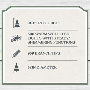 My Texas House 9' Pre-Lit Cypress Green Artificial Christmas Tree with 600 Warm White Twinkle LED - image 6 of 6