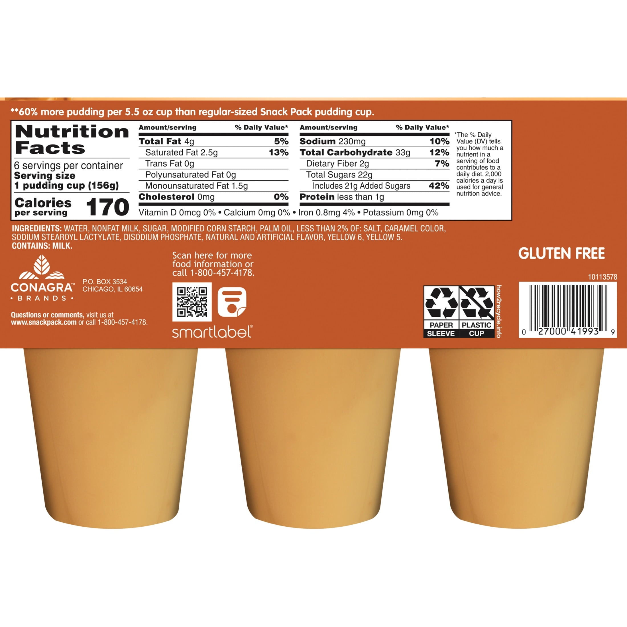 (4 pack) Snack Pack Super Size Butterscotch Pudding, 5.5 oz Pudding Cups, 6 Count — grocery product, view 9