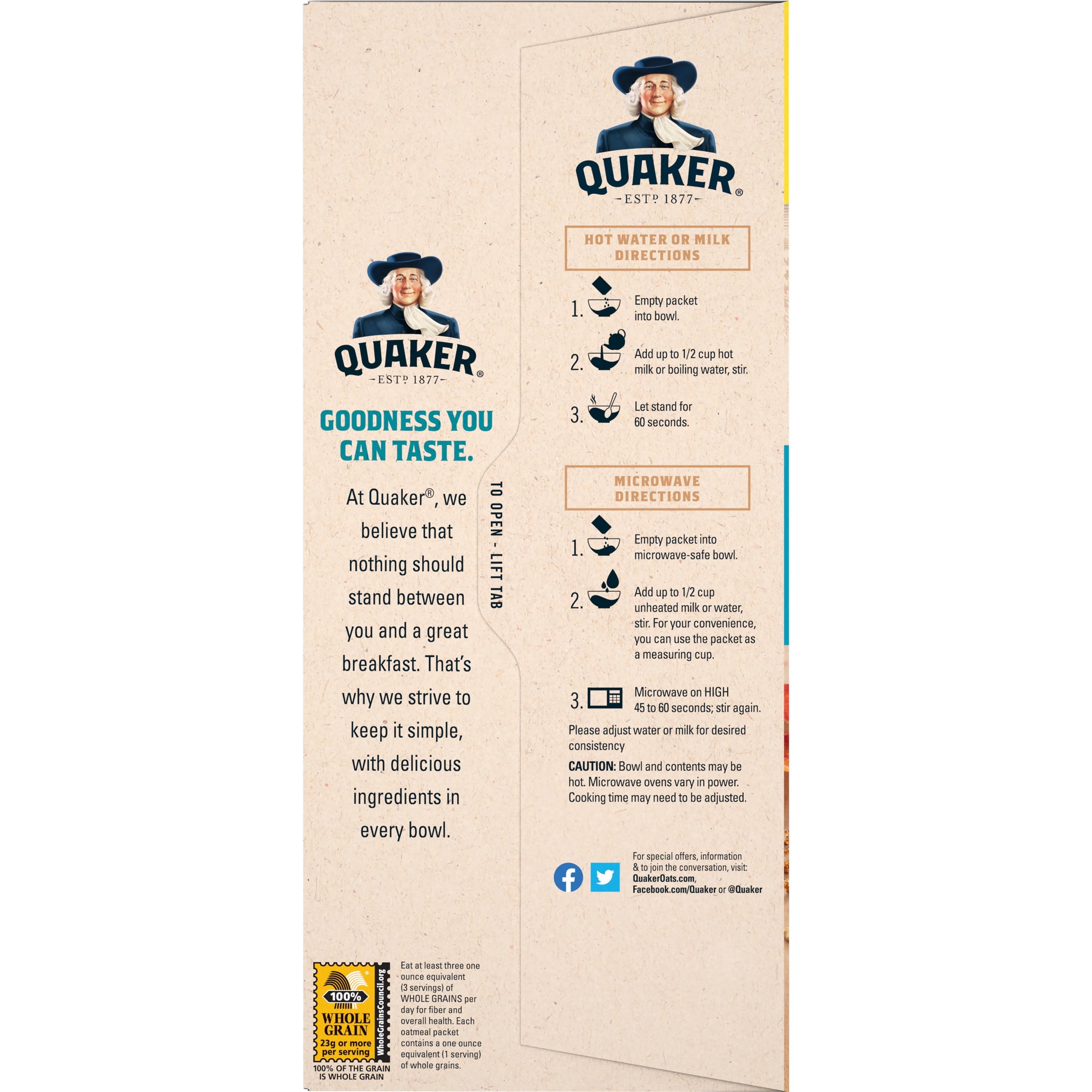 Quaker Instant Oatmeal, Lower Sugar Variety Pack, 1.16 oz, 20 Packets — grocery product, view 3
