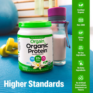 Orgain Organic Vegan 21g Protein Powder, Plant Based Shake Drink, Vanilla Bean 1.02lb — sports nutrition product, view 3