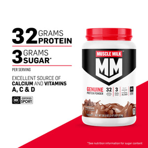 Muscle Milk Genuine Protein Powder, Chocolate, 1.93 Pound, 12 Servings — sports nutrition product, view 3