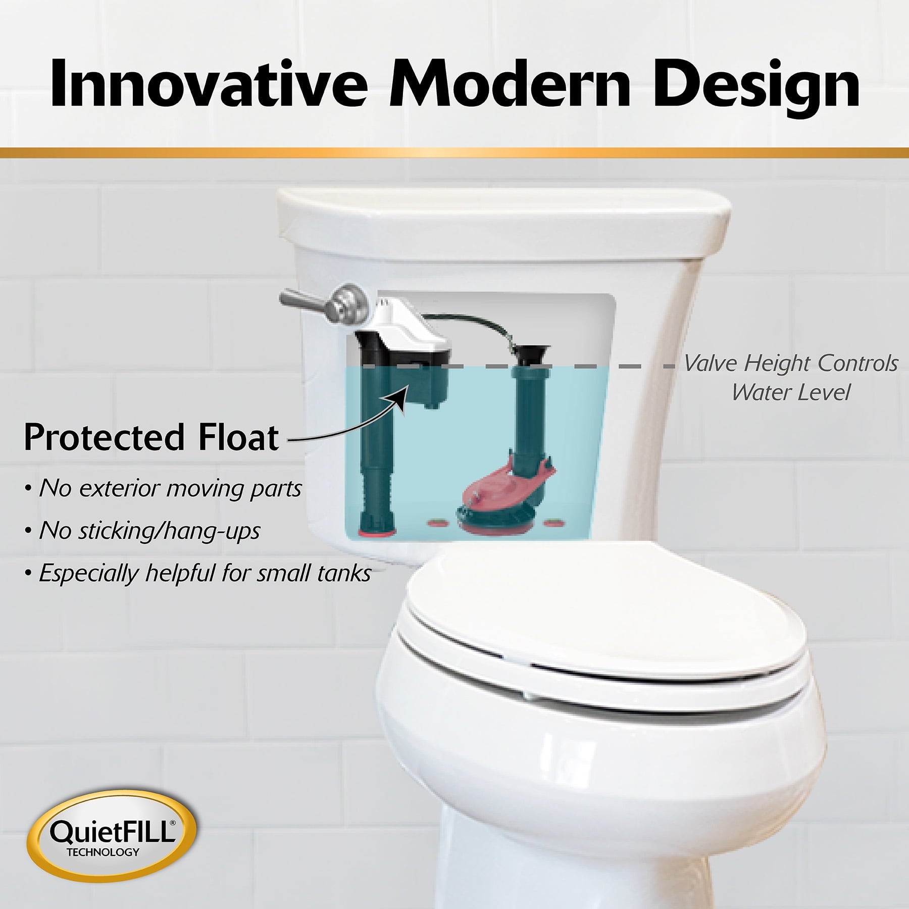 Korky QuietFILL Universal Toilet Fill Valve - Easy Installation, Adjustable — home and garden product, view 4